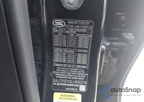 2020 Land Rover Discovery Sport Se z USA, uszkodzony, nr VIN SALCP2FX3LH835579